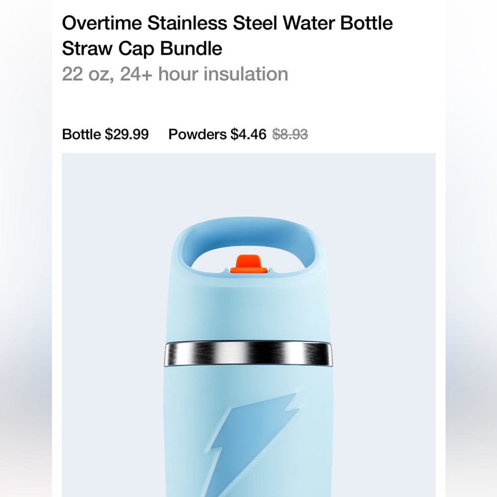 BRAND NEW Gatorade Overtime Stainless Steel Water Bottle